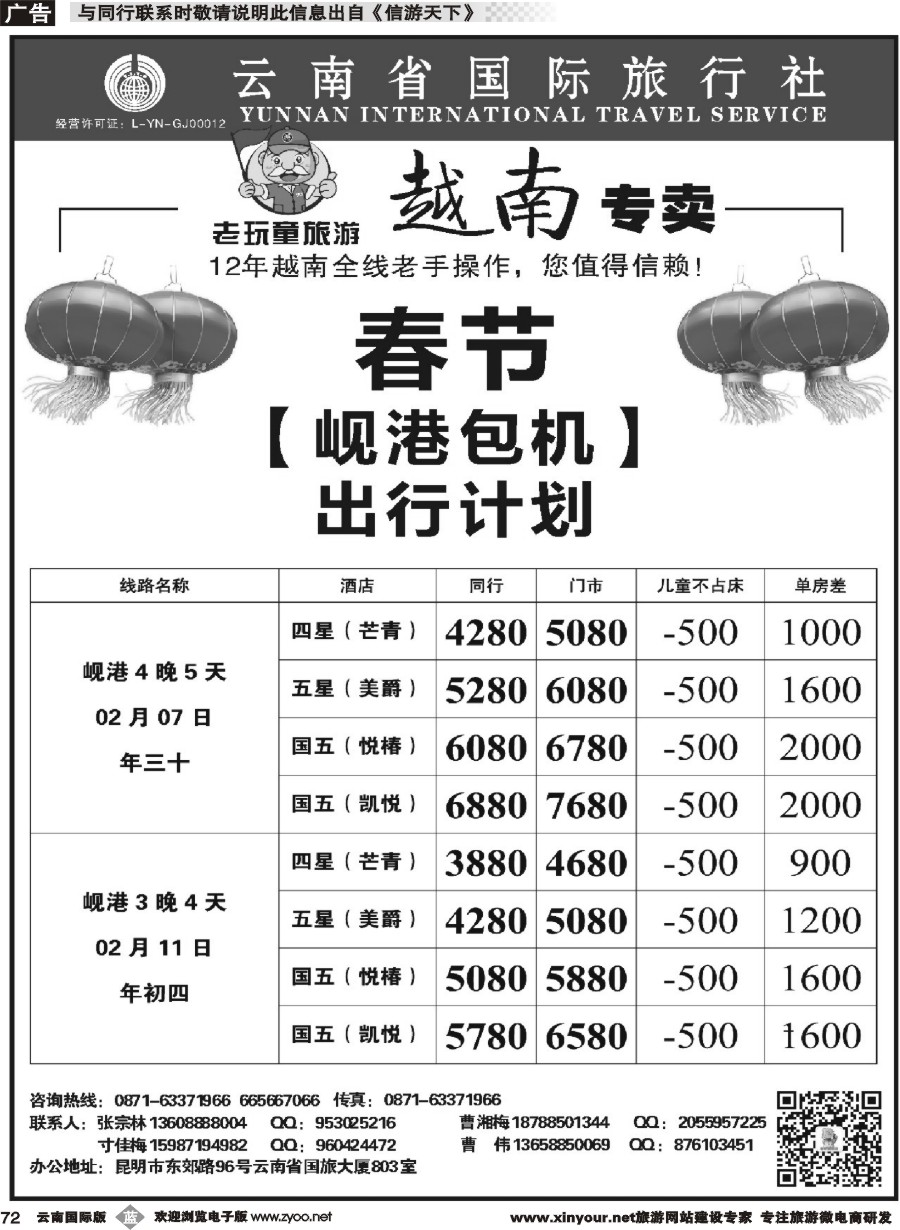 b072 云南省国旅-老顽童越南专卖 