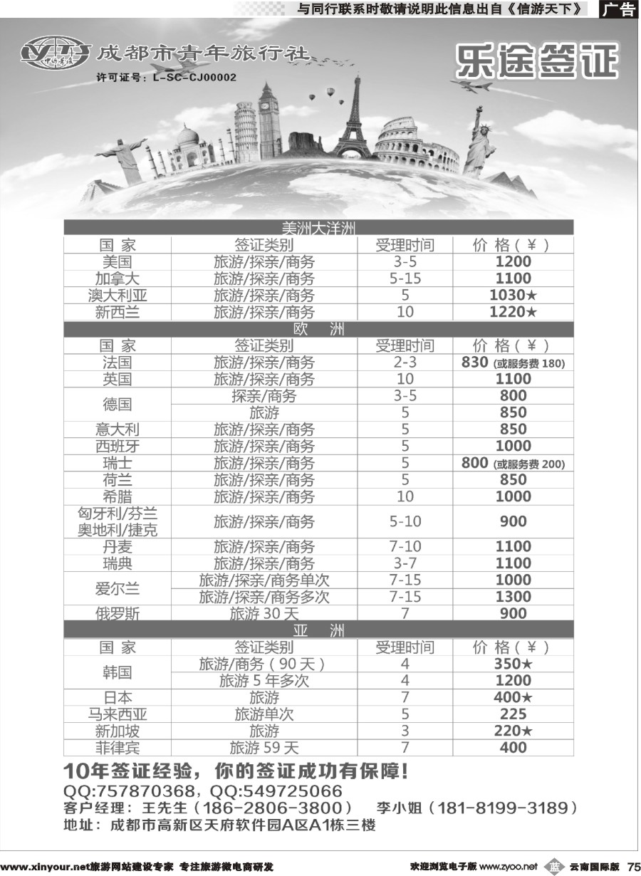 b075 成都市青年旅行社-乐途签证