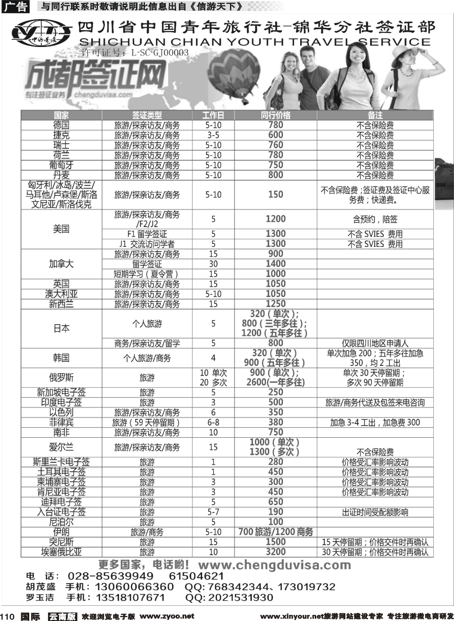 b110 省青旅-锦华分社-签证  云南
