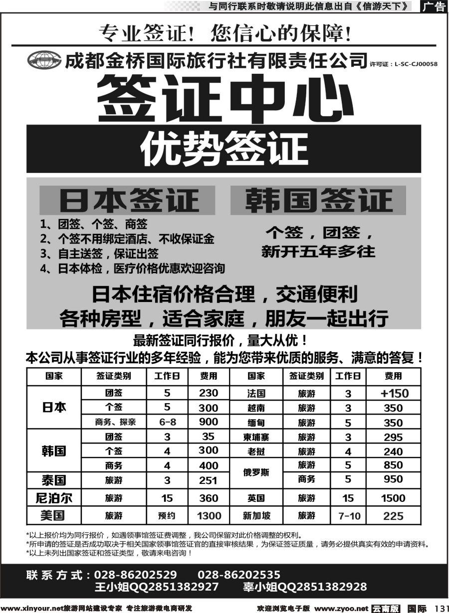 b131 成都金桥国旅--签证
