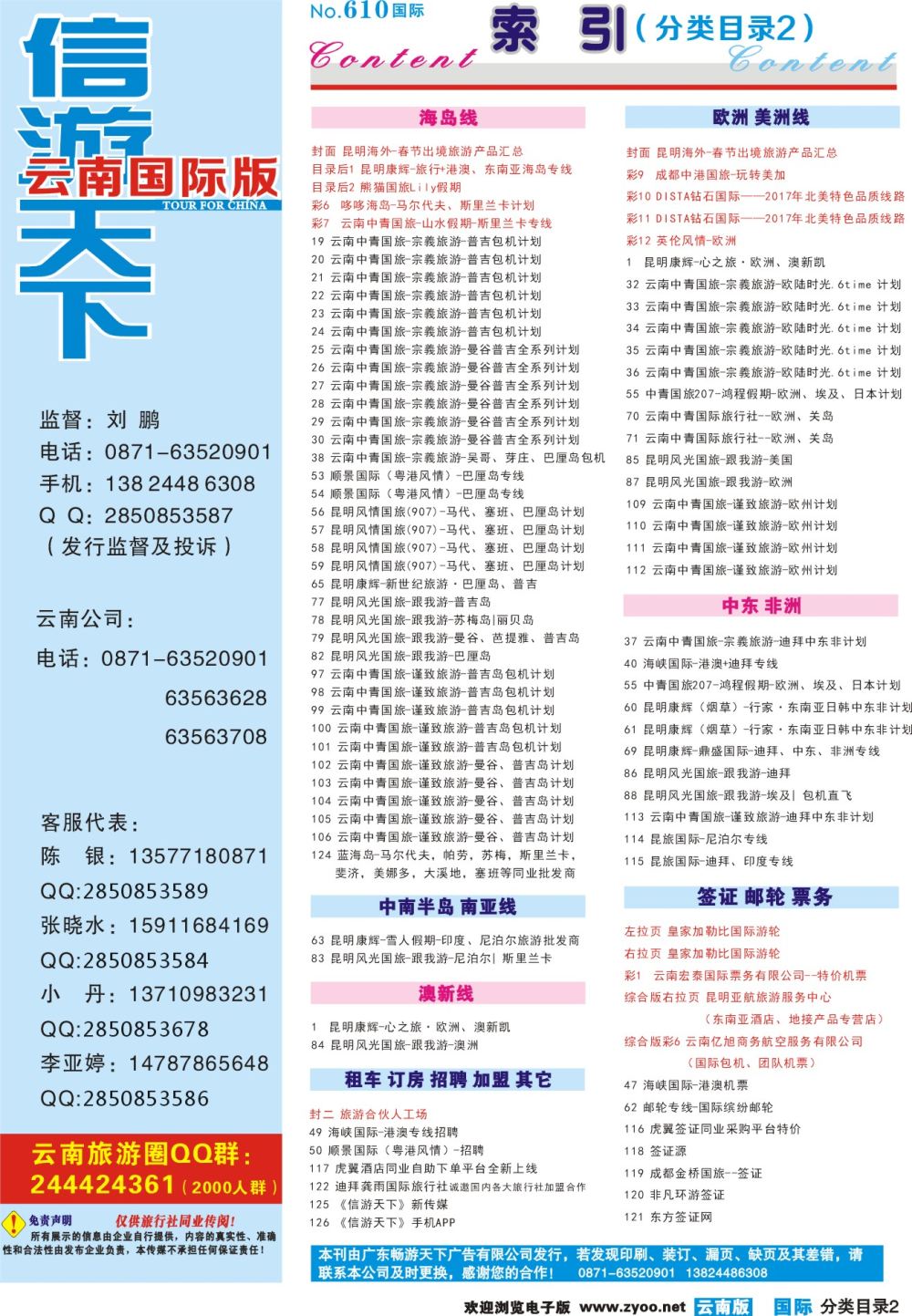 610期 云南国际版蓝版分类目录2