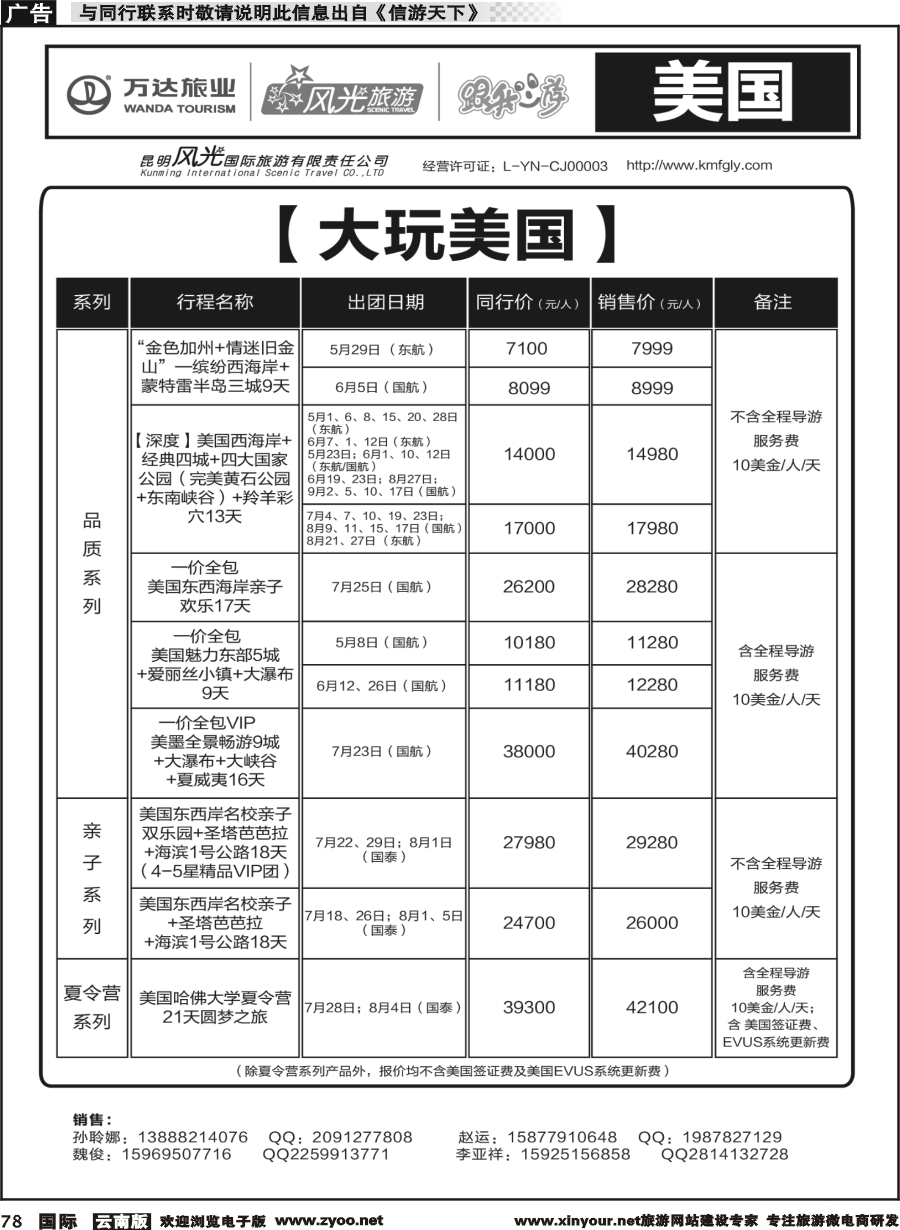b078 昆明风光国旅-跟我游-美国（品质系列）