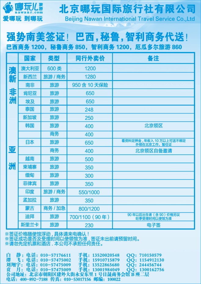 173.北京哪玩国际旅行社-签证