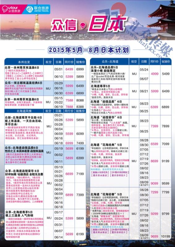 1.上海众信旅游●日本