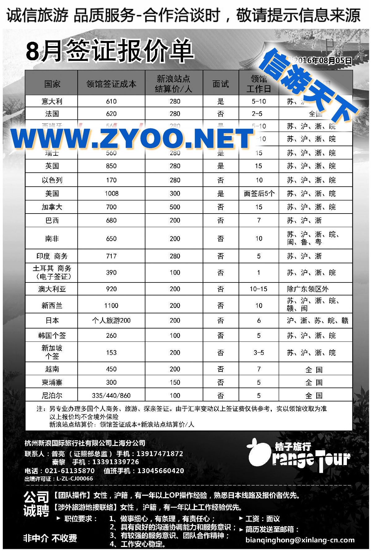 006杭州新浪国际旅行社