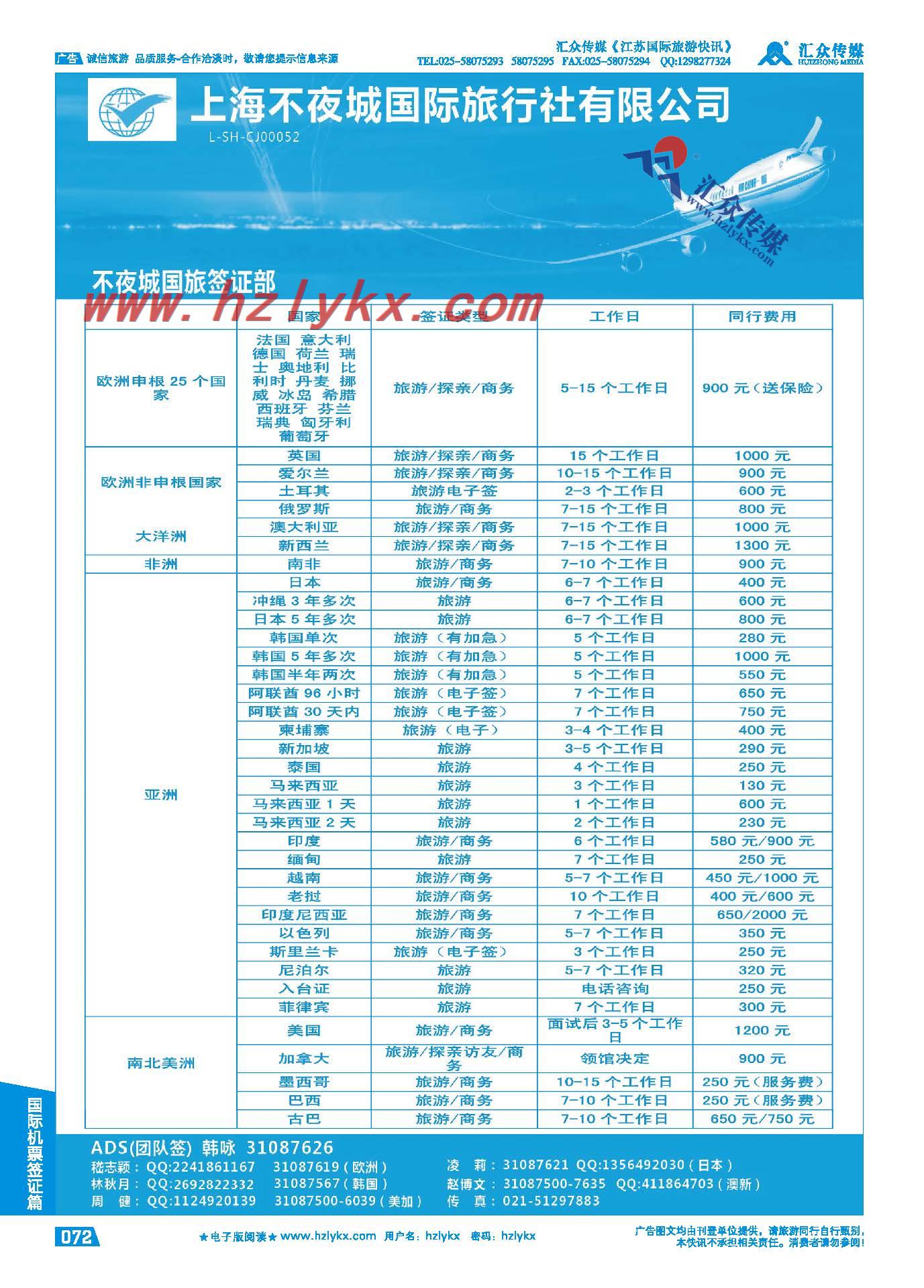 72.上海不夜城国旅●签证