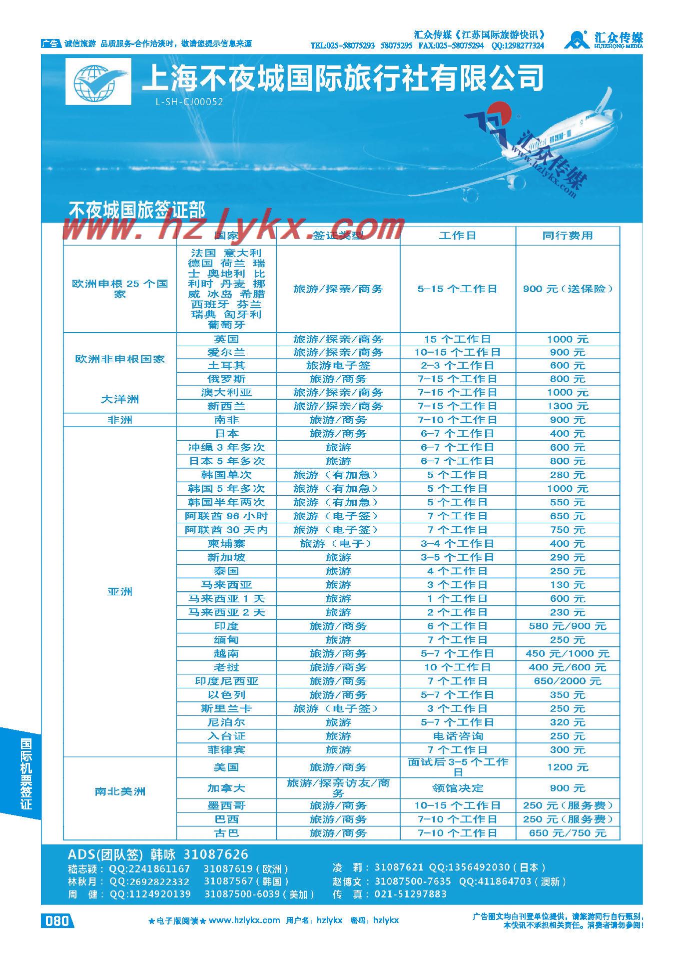 80.上海不夜城国旅●签证