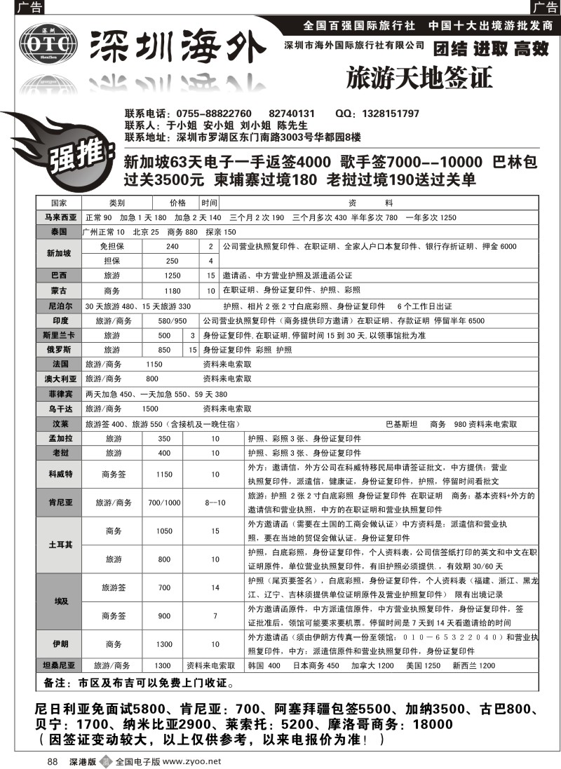 b黑088  旅游天地签证88