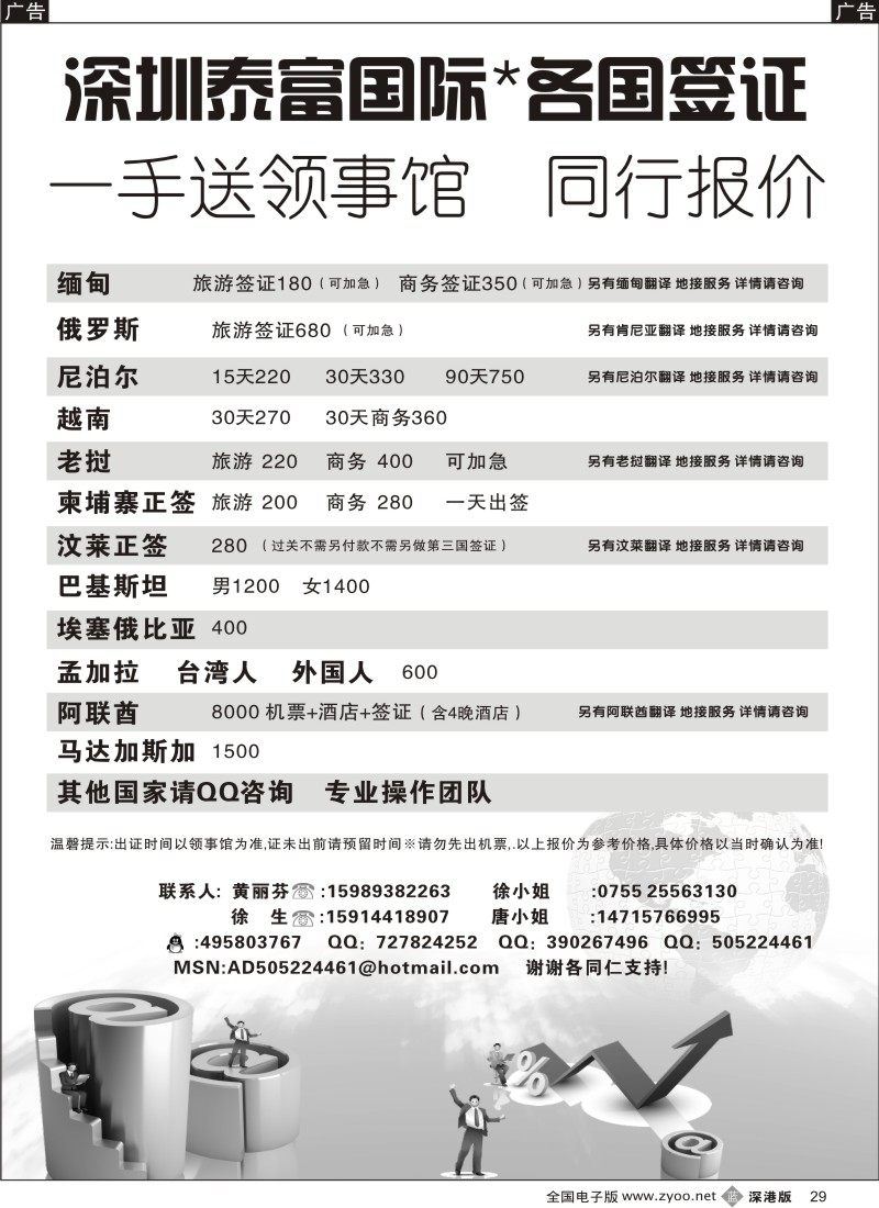 b黑029  深圳泰富国际签证 黄丽芬（俄罗斯、越南、缅旬）