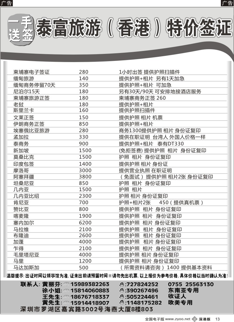 b黑013  泰富签证 伊朗 缅甸 尼泊尔 坦桑尼亚 斯里兰卡
