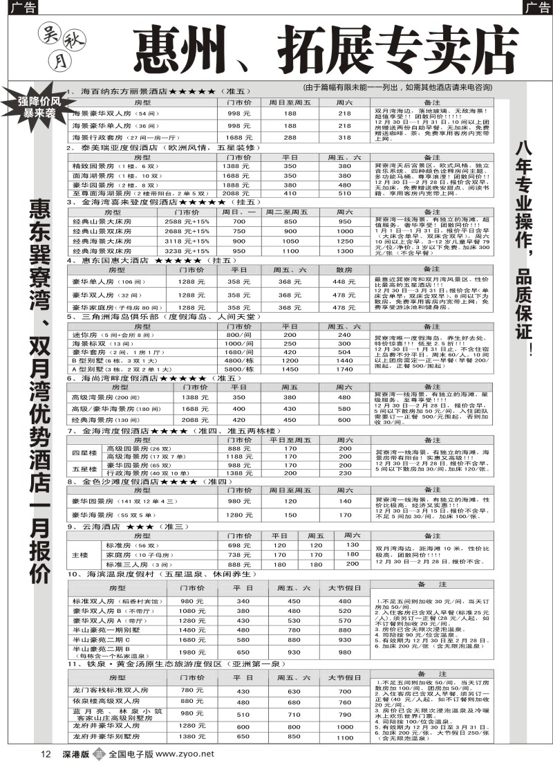 b黑012  吴秋月-惠东巽寮湾、双月湾优势酒店