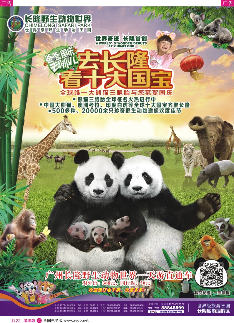 r彩022  长隆野生动物园，长隆各景区门票、深圳门票、欢乐谷、东部酒店预订(李志平)  