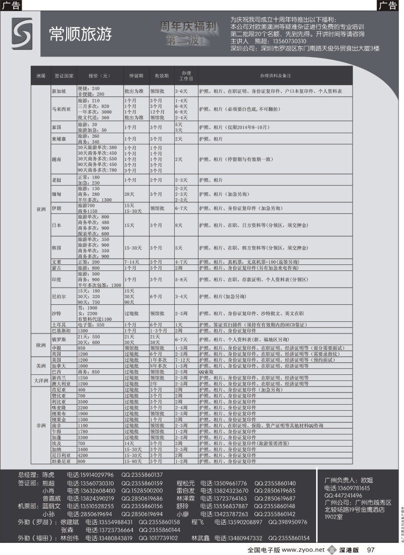 b黑097  常顺旅游签证  
