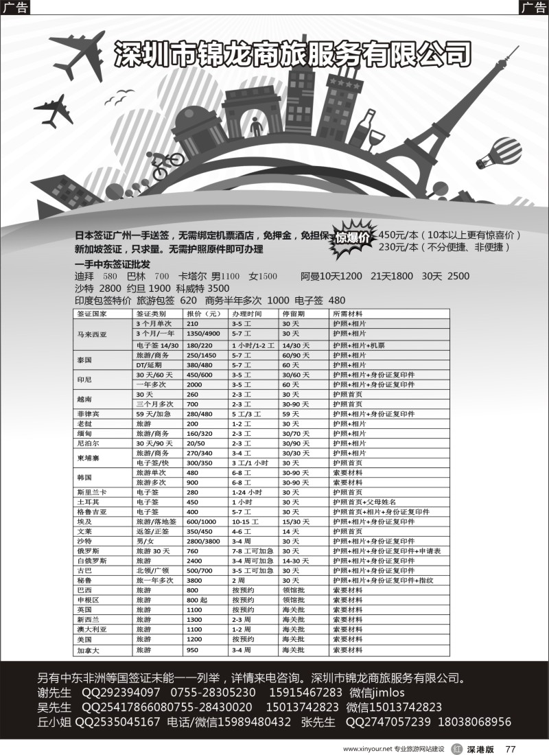 r黑077  锦龙签证