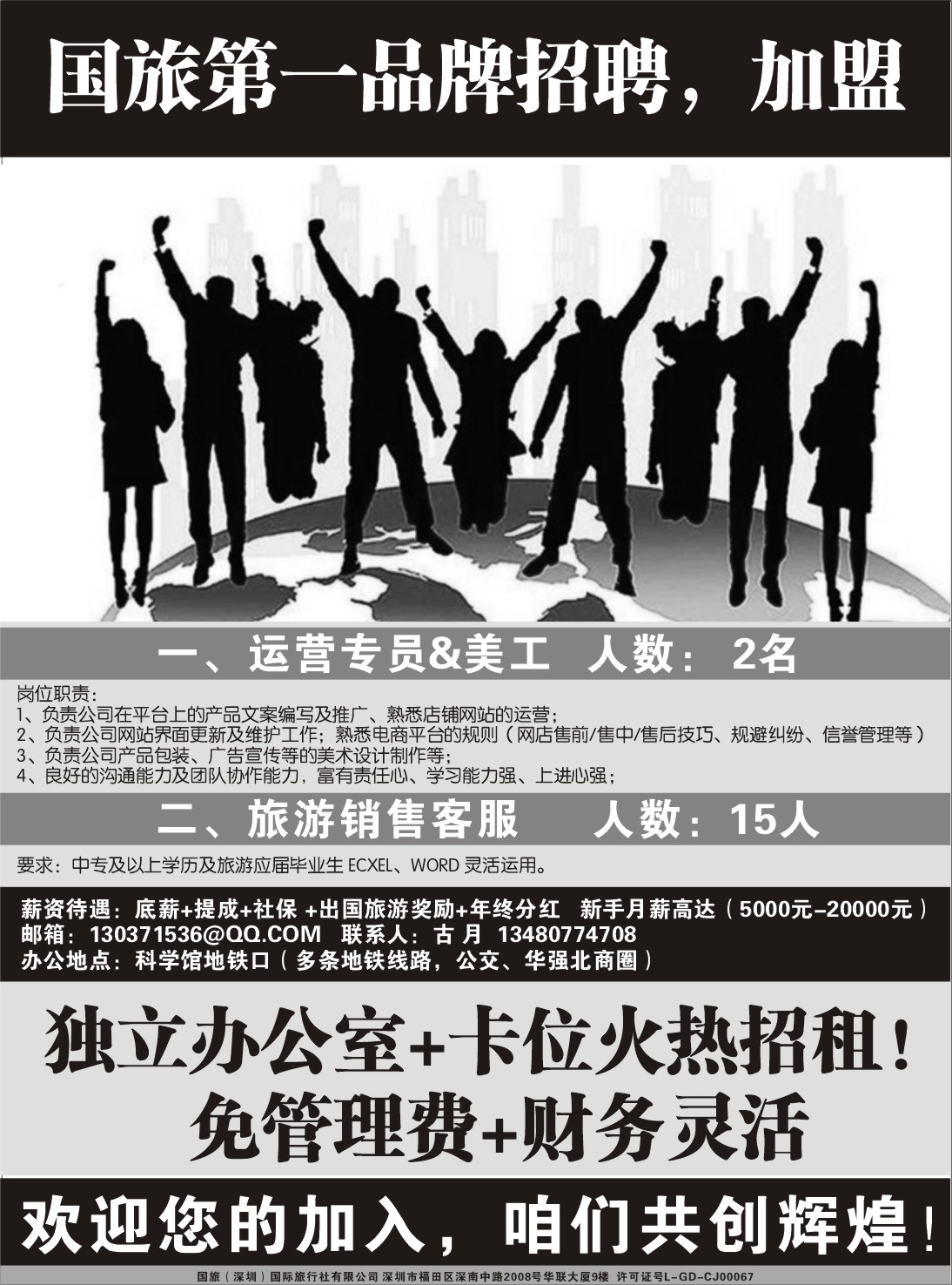 国旅招聘 包房 包台