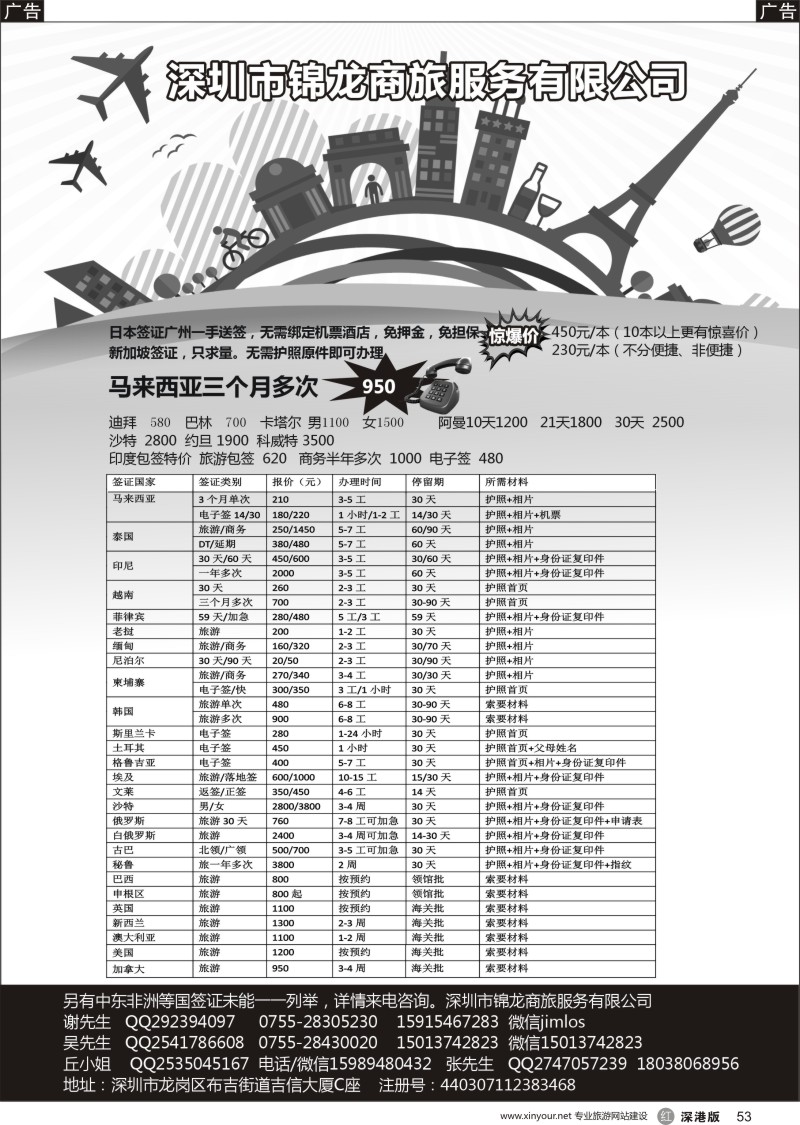 r黑053  锦龙签证