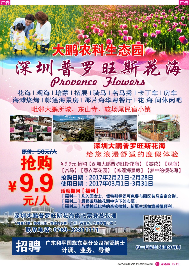 r彩011  【深圳大鹏●普罗旺斯花海浪漫风情游】-东莞康飞票务总代理