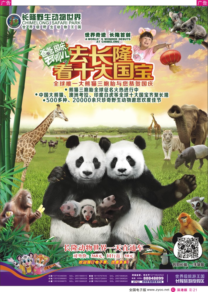 r彩021  长隆野生动物园，长隆各景区门票、深圳门票、欢乐谷、东部酒店预订(李志平)  