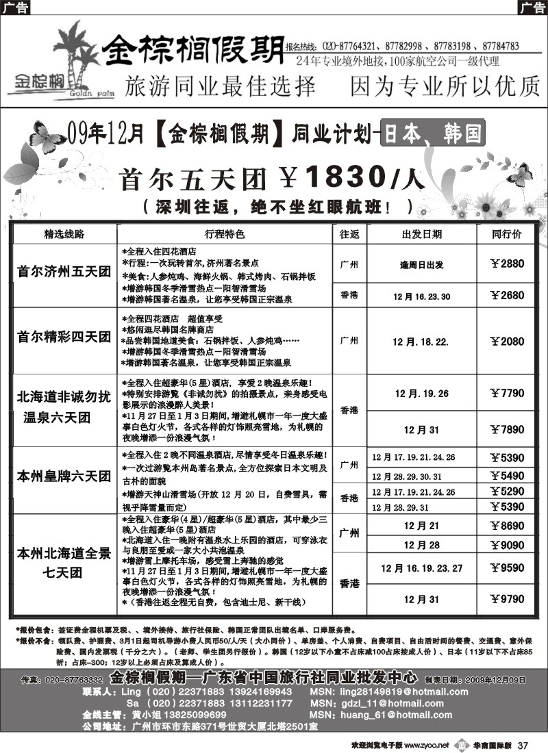 b037 金棕榈假期--日韩12月同行散拼计划
