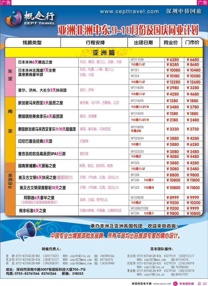 东南亚  泰新马   r彩053  概念行CEPT—澳洲、欧洲、美洲、亚非