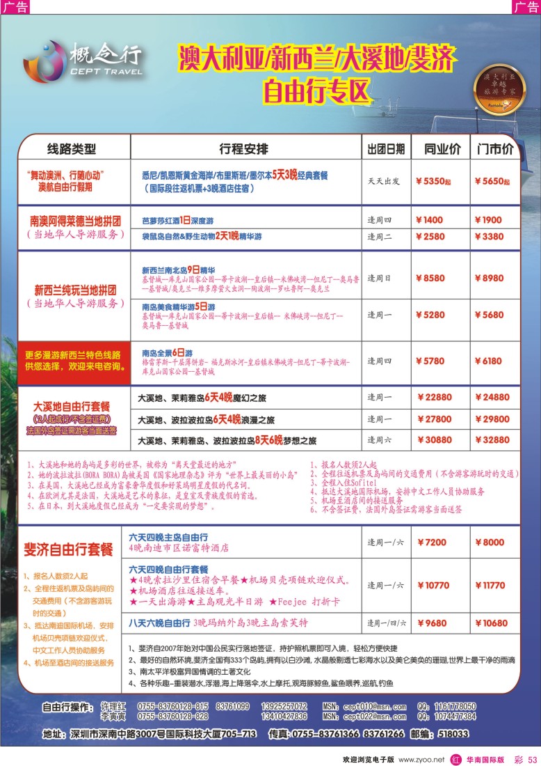 r彩053  概念行CEPT-澳大利亚、新西兰、大溪地、裴济自由行