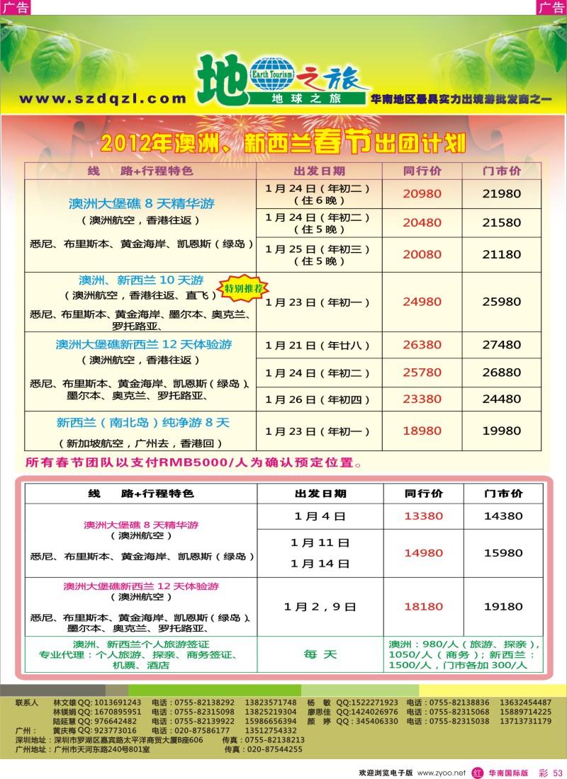 r彩053  地球之旅-澳新同行计划