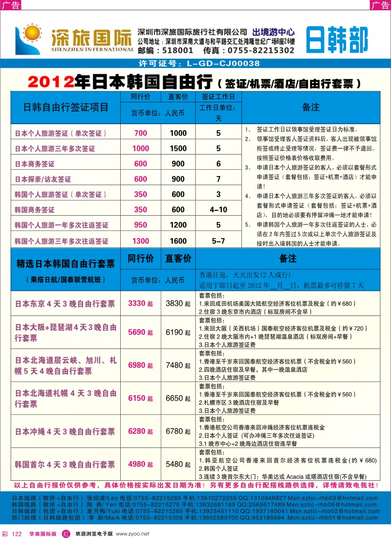 r彩122  深旅国际-日本韩国自由行计划