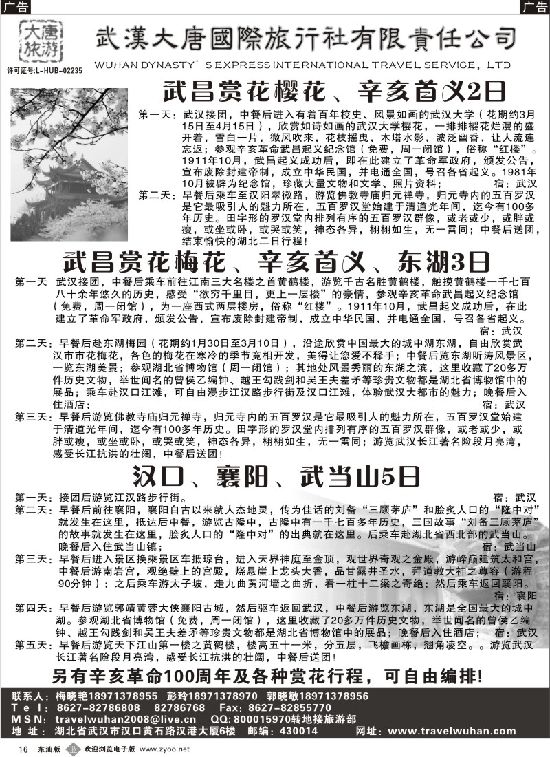 蓝黑016  武汉大唐国际旅行社有限责任公司