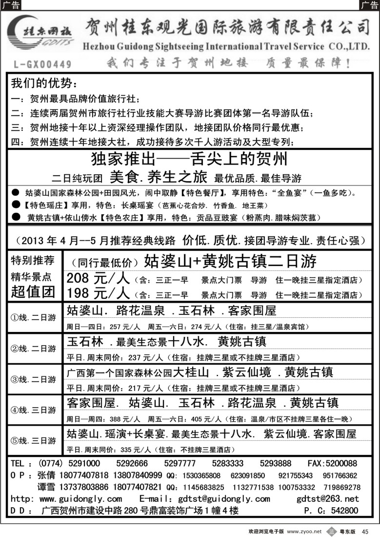 b45  广西贺州桂东观光国际旅游有限责任公司