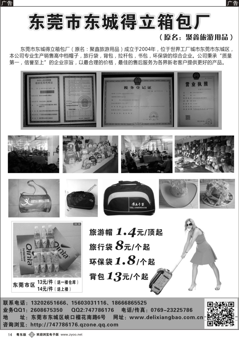 b黑14  东莞东城得立箱包厂