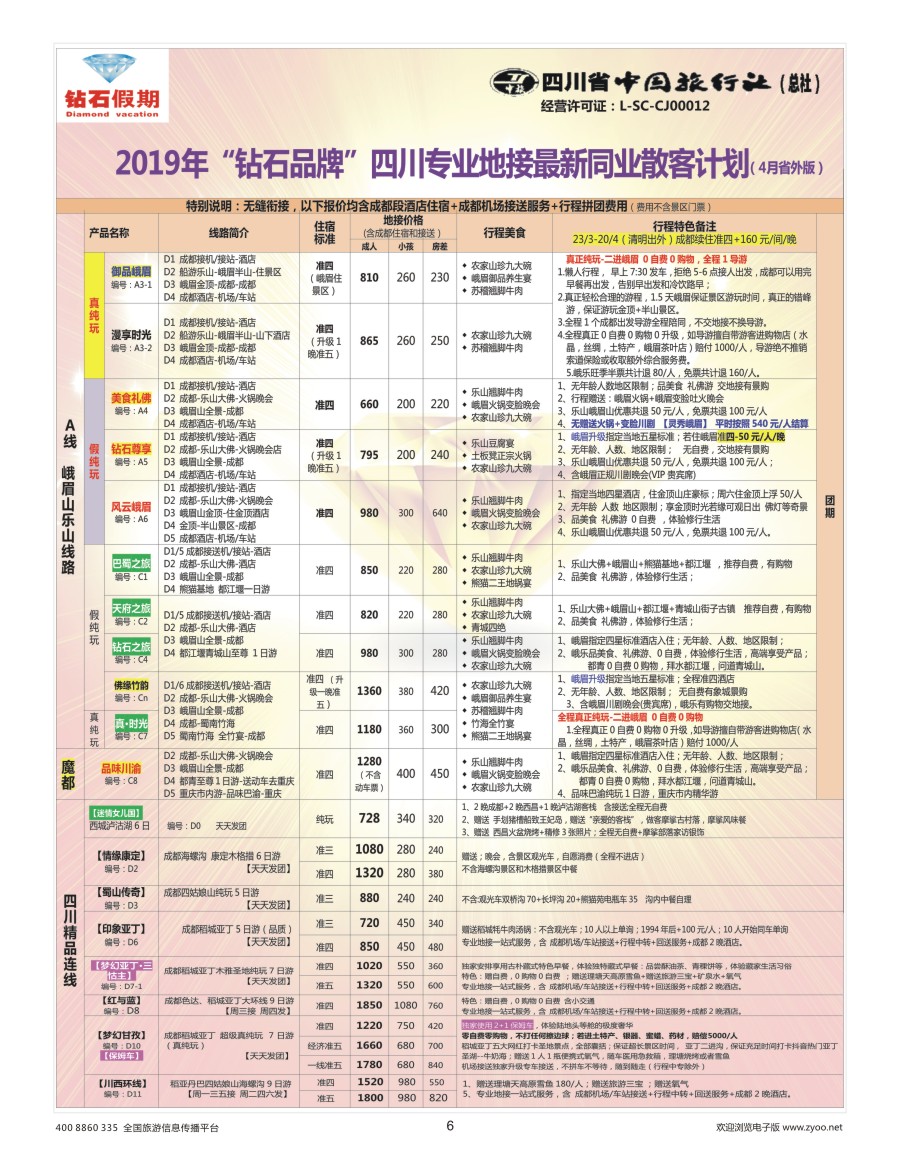 6    钻石假期—四川省中国旅行社（总社）峨眉山乐山金牌专线