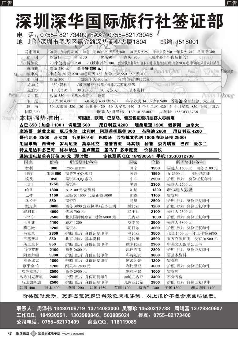b30深华国旅签证
