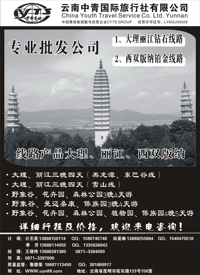 b44云南中青国际旅行社—昆大丽专线
