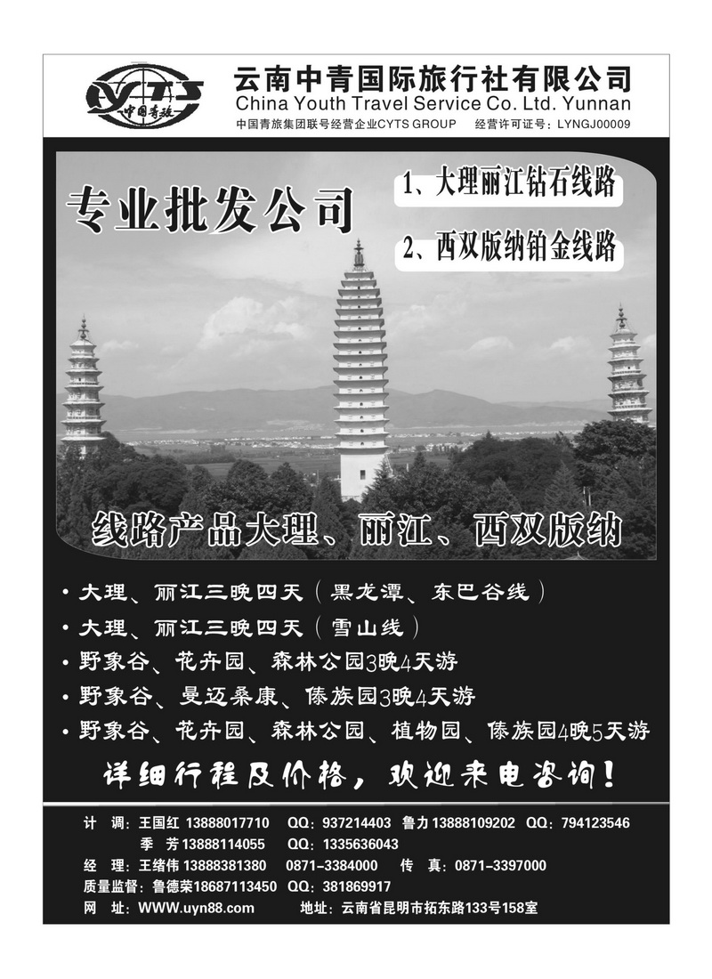 B51云南中青国际旅行社—昆大丽专线