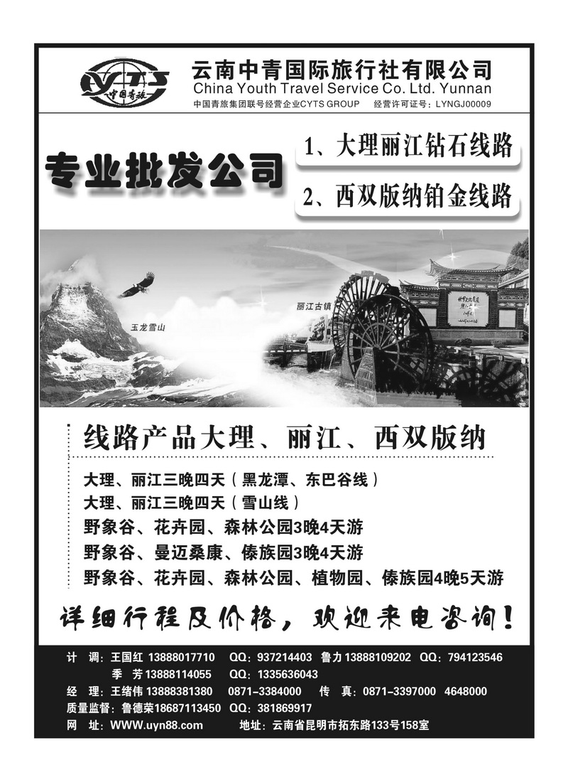 B29云南中青国际旅行社—昆大丽专线