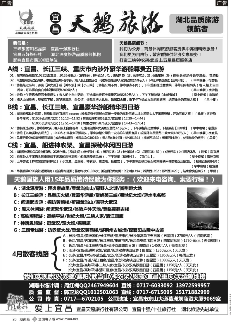 B026 三峡、神农架、武当山 宜昌天鹅1