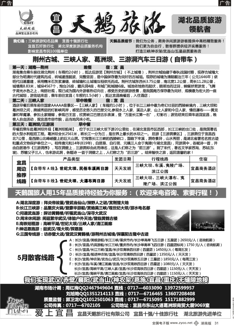 B031 三峡、神农架、武当山 宜昌天鹅1