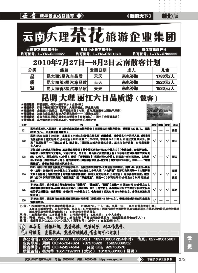 273云南大理茶花国际旅行社
