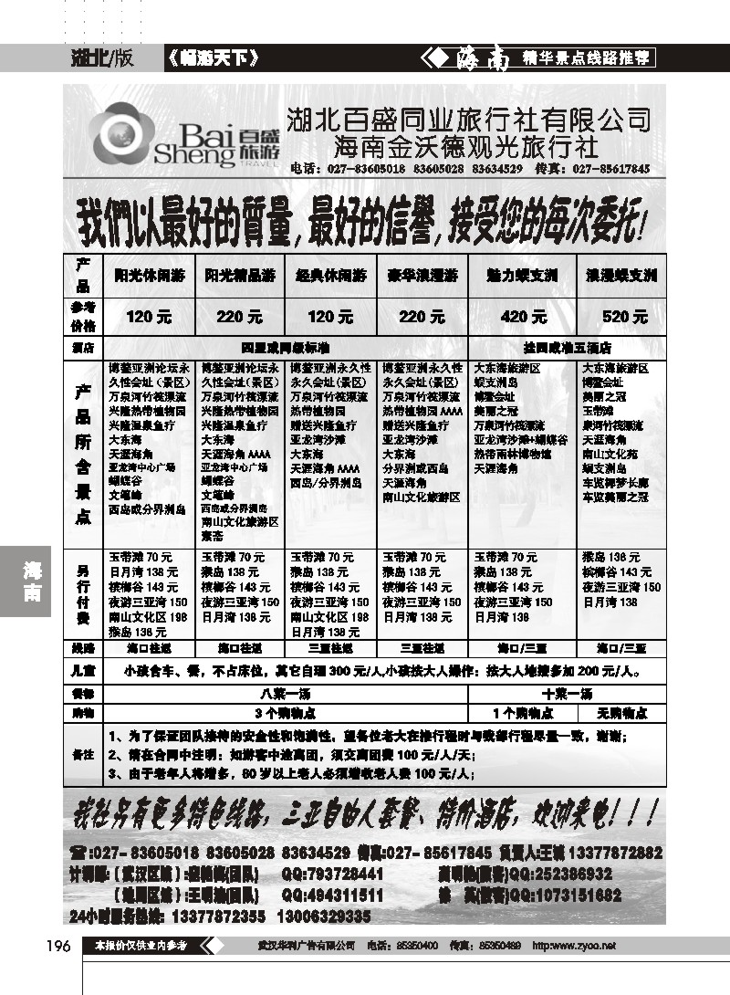 196吉祥之旅--海南金沃德观光旅行社有限公司（一）