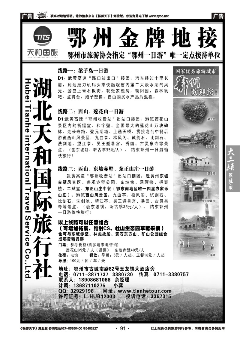 91湖北天和国际旅行社