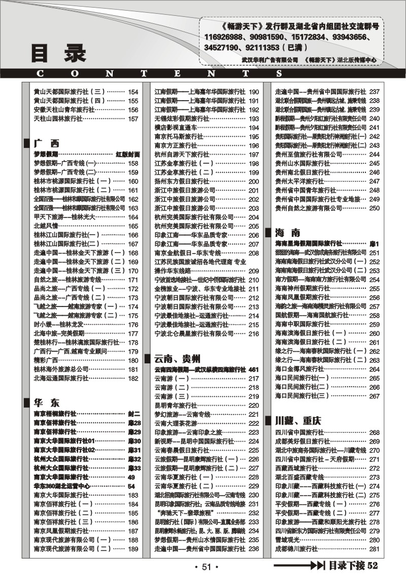 r51《畅游天下》湖北版目录