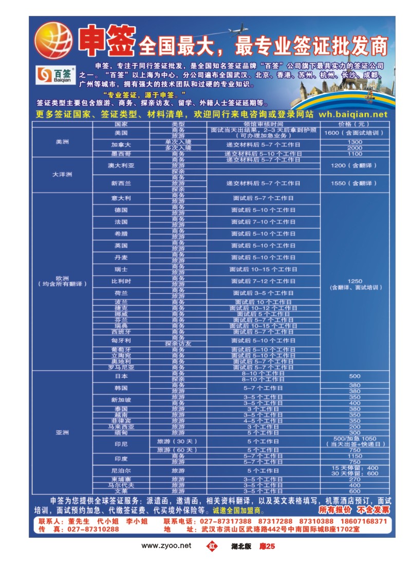 扉25申签-全国最大，最专业签证批发商