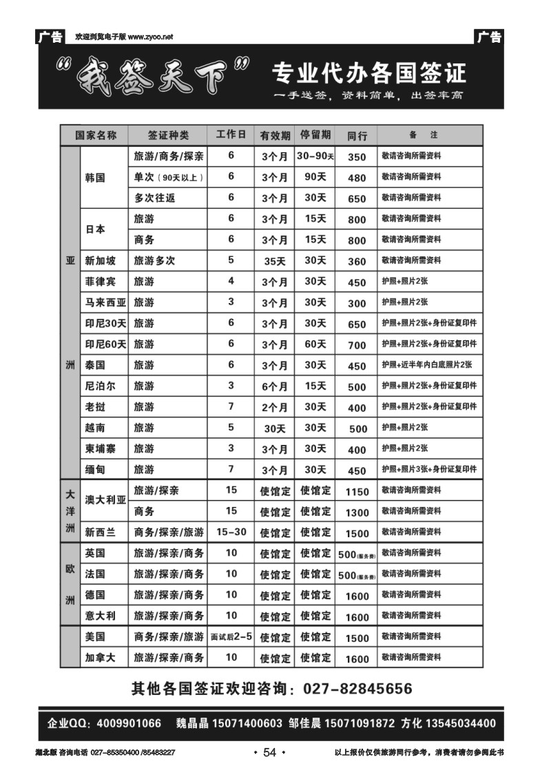 r054“我签天下”专业代办各国签证