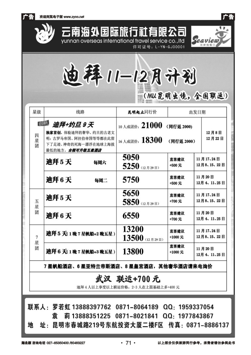 r071云南海外国际旅行社有限公司-迪拜、尼泊尔计划