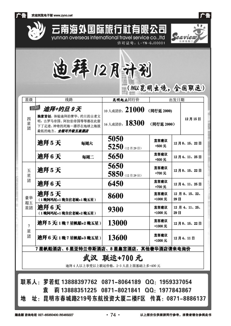 r074云南海外国际旅行社有限公司-迪拜、尼泊尔计划