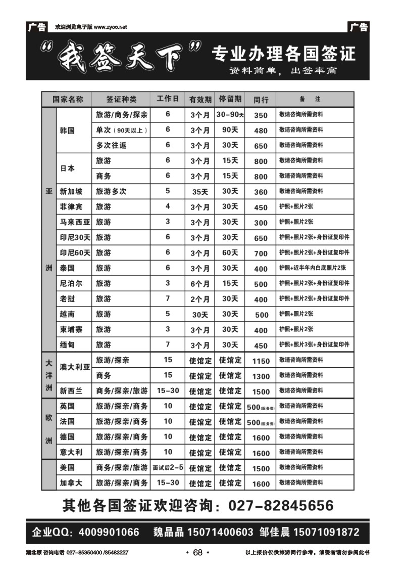 r068“我签天下”专业代办各国签证