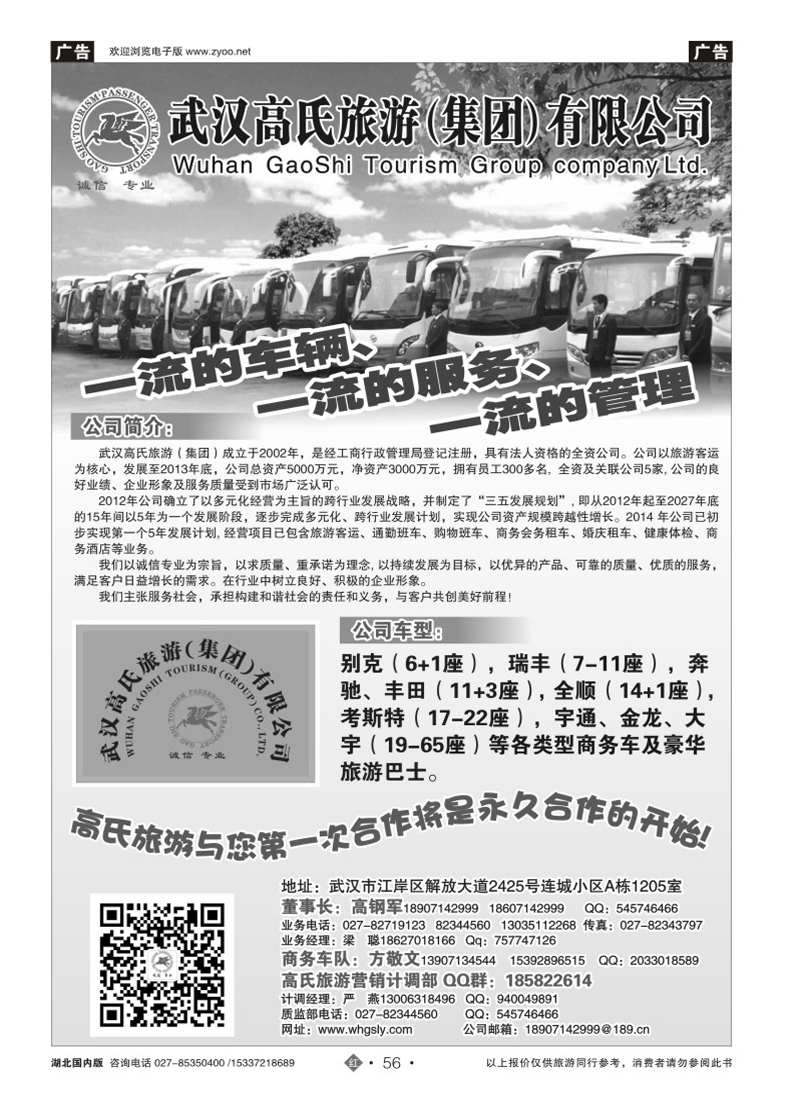 508ZHN056武汉高氏旅游（集团）有限公司