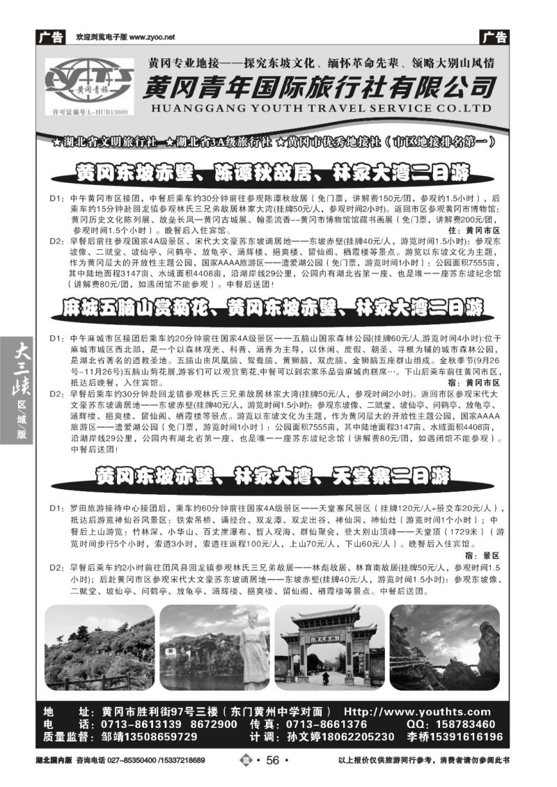 541ZLN056黄冈青年国际旅行社有限公司