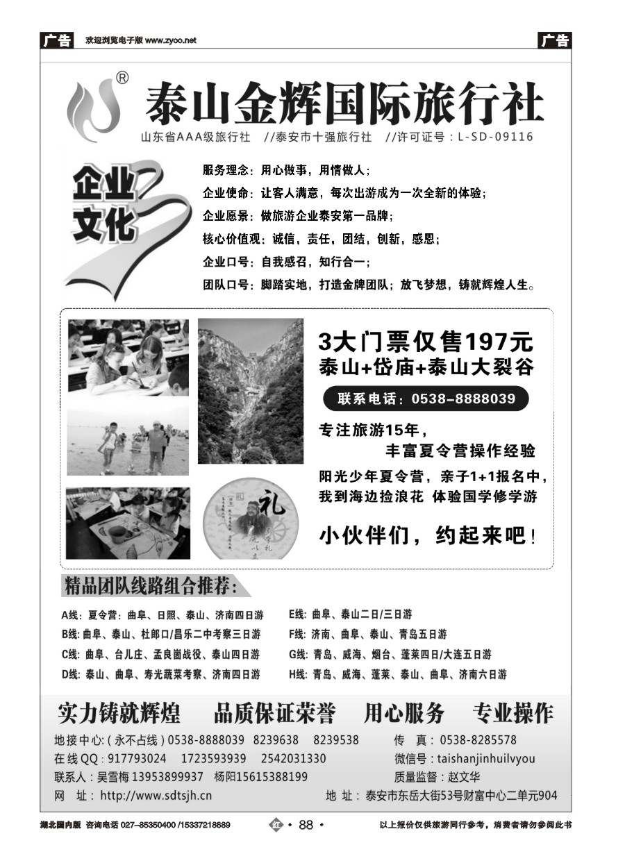 573ZHN088泰山金辉旅行社