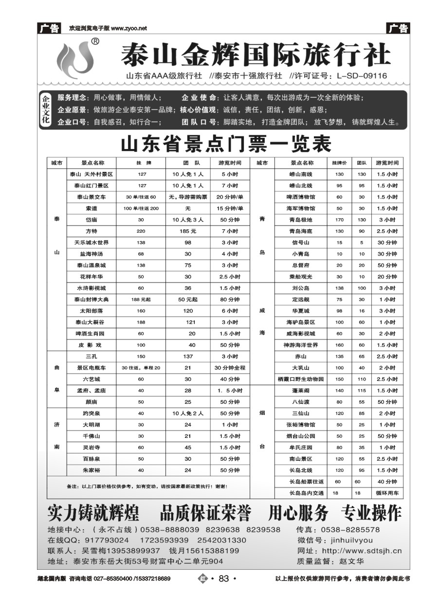 587ZHN083泰山金辉旅行社（二）